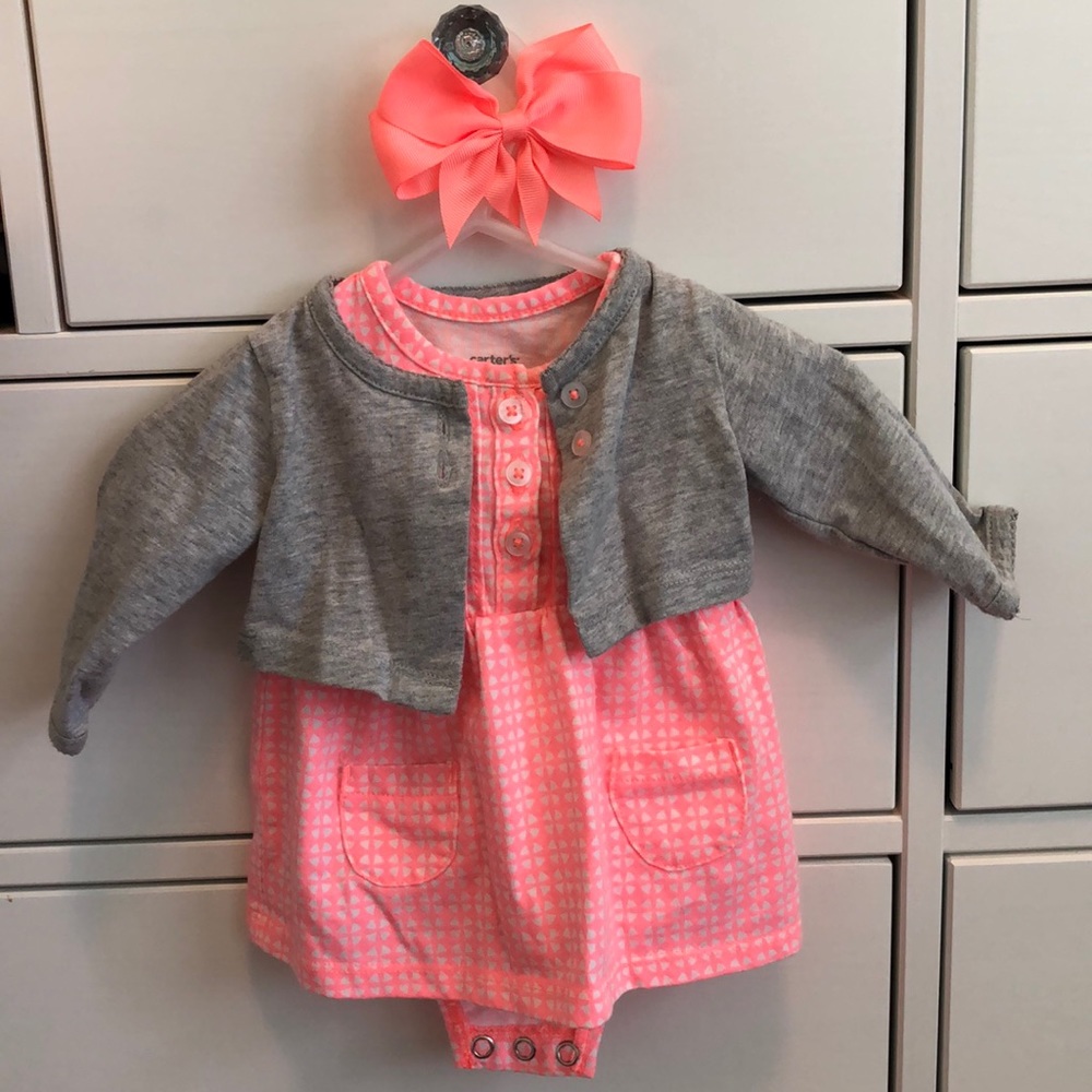 Carters Newborn Orange and White Snap Dress